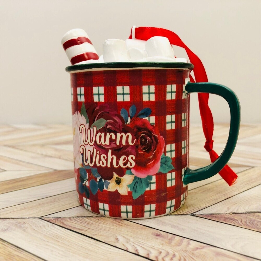 2022 Pioneer Woman Mug Christmas "Warm Wishes" Ornament, 1 Count